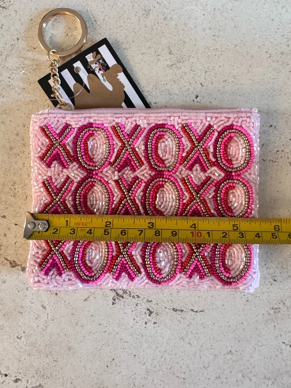 Camel Threads XOXO Beaded Coin Purse